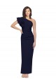 Sleeveless One Shoulder Stretch Crepe Dark Navy Sheath Long Formal Evening Dress Canada for Sale