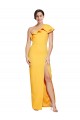 Sleeveless One Shoulder Stretch Crepe Saffron Long Formal Evening Dress Canada for Sale