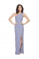 Sleeveless One Shoulder Stretch Crepe Smoke Blue Long Formal Evening Dress Canada for Sale