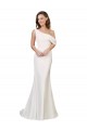 Sleeveless One Shoulder Stretch Crepe Ivory Sweep Train Formal Evening Dress Canada for Sale
