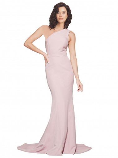 Sleeveless One Shoulder Stretch Crepe Mauve Sweep Train Semi Formal Evening Dress Canada for Sale