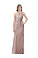 Sleeveless One Shoulder Stretch Satin Dusty Pink Long Formal Evening Dress Canada for Sale