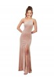 Sleeveless One Shoulder Stretch Velvet Pink Long Black Tie Evening Dress Canada for Sale