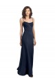 Sleeveless Scoop Neck Stretch Crepe Dark Navy Long Formal Dress Canada for Sale
