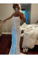 Sleeveless Spaghetti Straps Velvet Sequin Sweep Train Evening Dress Canada for Sale