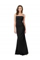 Sleeveless Square Neck Stretch Crepe Black Long Formal Evening Dress Canada for Sale