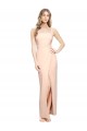 Sleeveless Square Neck Stretch Crepe Nude Long Formal Evening Dress Canada for Sale