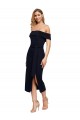 Sleeveless Square Neck Stretch Crepe Black Midi Length Formal Evening Dress Canada for Sale