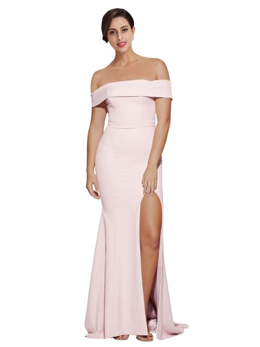 Sleeveless Square Neck Stretch Crepe Pink Sweep Train Formal Evening Dress Canada for Sale