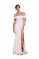 Sleeveless Square Neck Stretch Crepe Pink Sweep Train Formal Evening Dress Canada for Sale