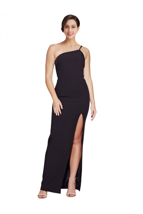 Sleeveless Strapless Stretch Crepe Black Long Formal Evening Dress Canada for Sale