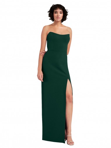 Sleeveless Strapless Stretch Crepe Midnight Green Long Formal Evening Dress Canada for Sale