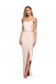 Sleeveless Strapless Stretch Crepe Nude Long Formal Evening Dress Canada for Sale