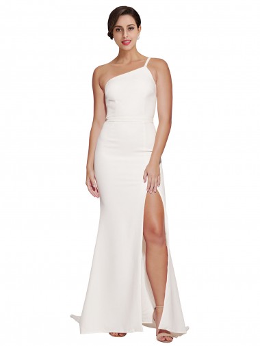 Sleeveless Strapless Stretch Crepe Ivory Sweep Train Semi Formal Evening Dress Canada for Sale
