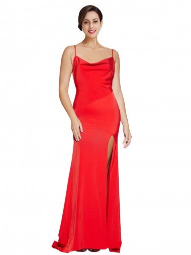 Sleeveless Strapless Stretch Satin Red Long Formal Evening Dress Canada for Sale