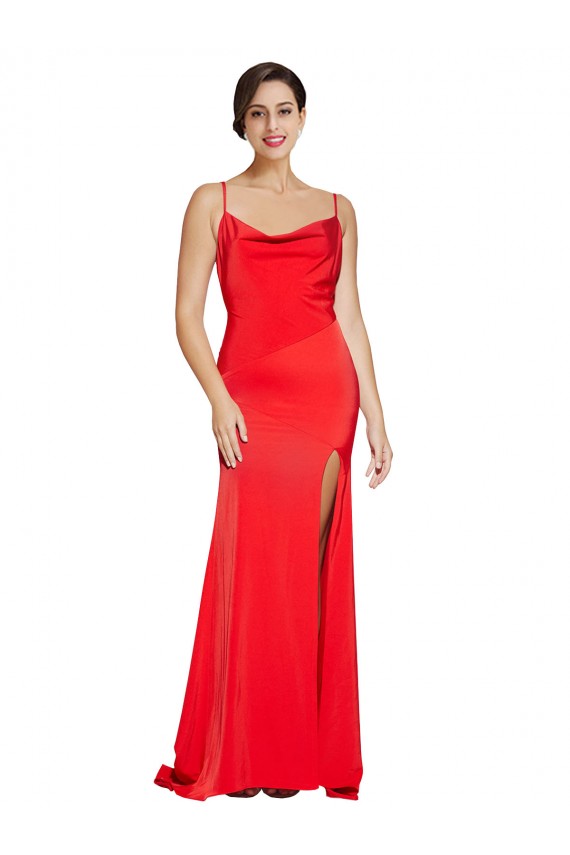 Sleeveless Strapless Stretch Satin Red Long Formal Evening Dress Canada for Sale