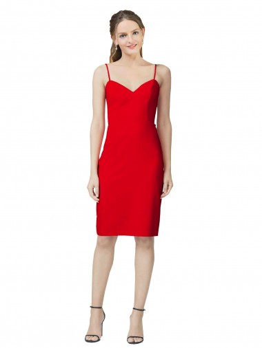 Sleeveless Sweetheart Stretch Crepe Red Cocktail Length Formal Evening Dress Canada for Sale
