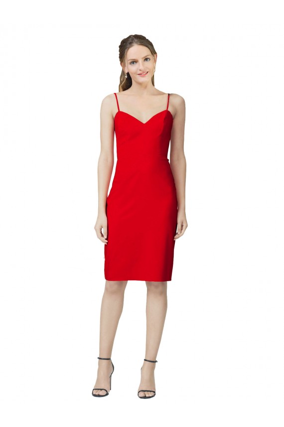 Sleeveless Sweetheart Stretch Crepe Red Cocktail Length Formal Evening Dress Canada for Sale