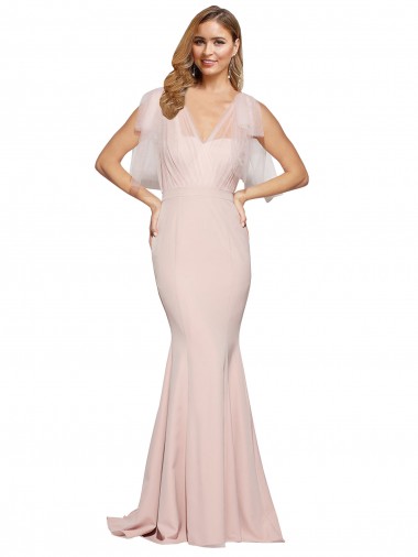 Sleeveless Sweetheart Stretch Crepe & Tulle Mauve Long Formal Dress Canada for Sale