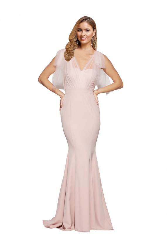Sleeveless Sweetheart Stretch Crepe & Tulle Mauve Long Formal Dress Canada for Sale