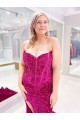 Sleeveless Sweetheart Velvet Sequin Sweep Train Evening Dress Canada for Sale