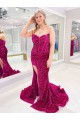 Sleeveless Sweetheart Velvet Sequin Sweep Train Evening Dress Canada for Sale