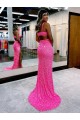 Sleeveless V-Neck Velvet Sequin Long Sweep Train Evening Dress Canada for Sale