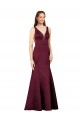 Sleeveless V-Neck Satin Burgundy Long Formal Evening Gown Canada for Sale