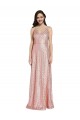 Sleeveless V-Neck Sequin Rose Gold Long Formal Evening Dress Canada for Sale