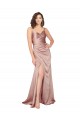 Sleeveless V-Neck Silky Satin Dusty Pink Long Black Tie Evening Dress Canada for Sale