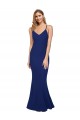 Sleeveless V-Neck Stretch Crepe Royal Blue Long Formal Dress Canada for Sale