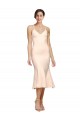 Sleeveless V-Neck Stretch Crepe Nude Midi Length Evening Dress Canada for Sale