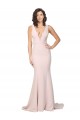 Sleeveless V-Neck Stretch Crepe Pink Sweep Train Black Tie Evening Dress Canada for Sale