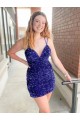 Sleeveless V-Neck Velvet Sequin Short Cocktail Evening Gown Canada for Sale