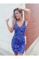 Sleeveless V-Neck Velvet Sequin Short Evening Gown Canada for Sale