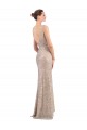 Sleeveless V-Neck Sequin & Sparkling Sequin Silver Long Formal Evening Dress Canada for Sale