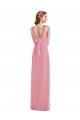 Sleeveless Halter Neck Soft Chiffon Skin Pink Long Semi Formal Evening Dress Canada for Sale