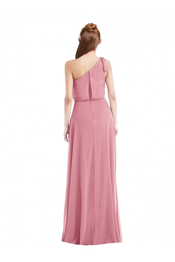 Sleeveless One Shoulder Soft Chiffon Skin Pink Long Semi Formal Evening Dress Canada for Sale