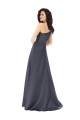 Sleeveless One Shoulder Satin Slate Grey Long Formal Evening Dress Canada for Sale