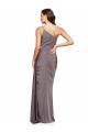 Sleeveless One Shoulder Silky Satin Slate Grey Long Formal Evening Dress Canada for Sale