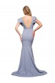 Sleeveless Round Neck Stretch Crepe Smoke Blue Sweep Train Formal Evening Dress Canada for Sale