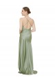 Sleeveless Cowl Neck Silky Satin Smoke Green Long High Low Evening Dress Canada for Sale