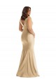 Sleeveless V-Neck Silky Satin Soft Gold Long Formal Plus Size Evening Dress Canada for Sale