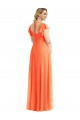 Flutter Sleeves Square Neck Soft Chiffon Tangerine Tango Long Semi Formal Evening Dress Canada for Sale