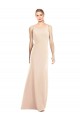 Sleeveless Bateau Neck Stretch Crepe Nude Long Semi Formal Evening Dress Canada for Sale