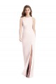 Sleeveless Bateau Neck Stretch Crepe Pink Long Semi Formal Evening Dress Canada for Sale