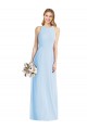 Sleeveless Halter Neck Soft Chiffon Light Sky Blue Long Semi Formal Evening Dress Canada for Sale