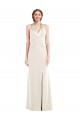 Sleeveless Halter Neck Stretch Crepe Ivory Long Semi Formal Evening Dress Canada for Sale