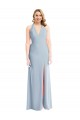 Sleeveless Halter Neck Stretch Crepe Light Sky Blue Long Evening Dress Canada for Sale