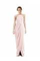 Sleeveless Halter Neck Stretch Crepe Pink Long Semi Formal Evening Dress Canada for Sale